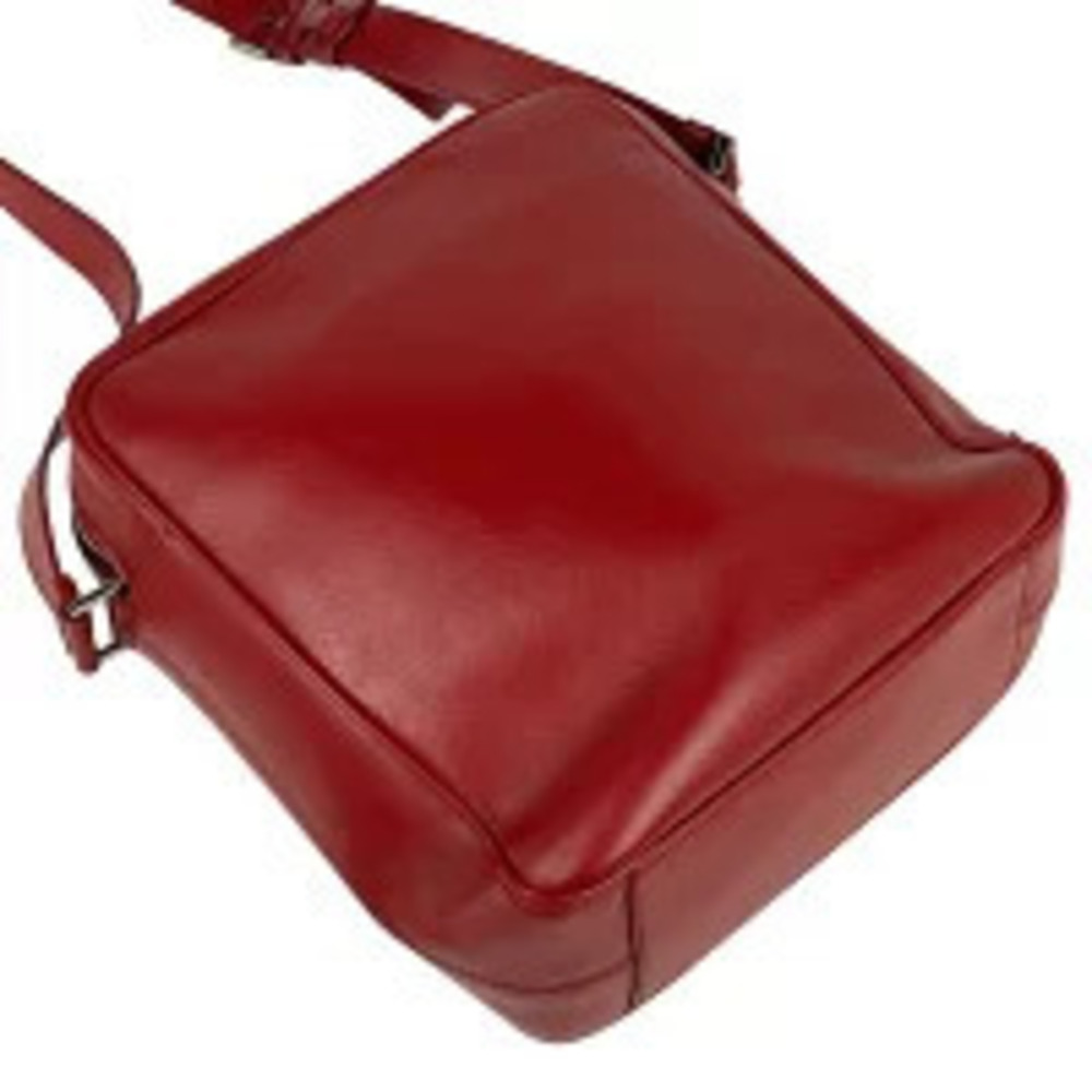 Prada Leather Messenger Red Robot Bag Plate Shoulder Red